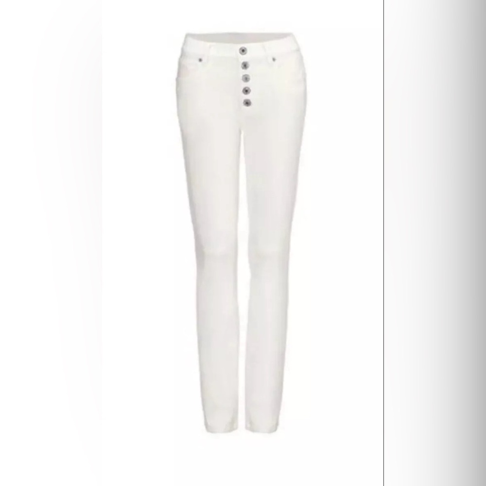 Cabi Spring 2023 Button Fly Straight Jeans white NEW Denim